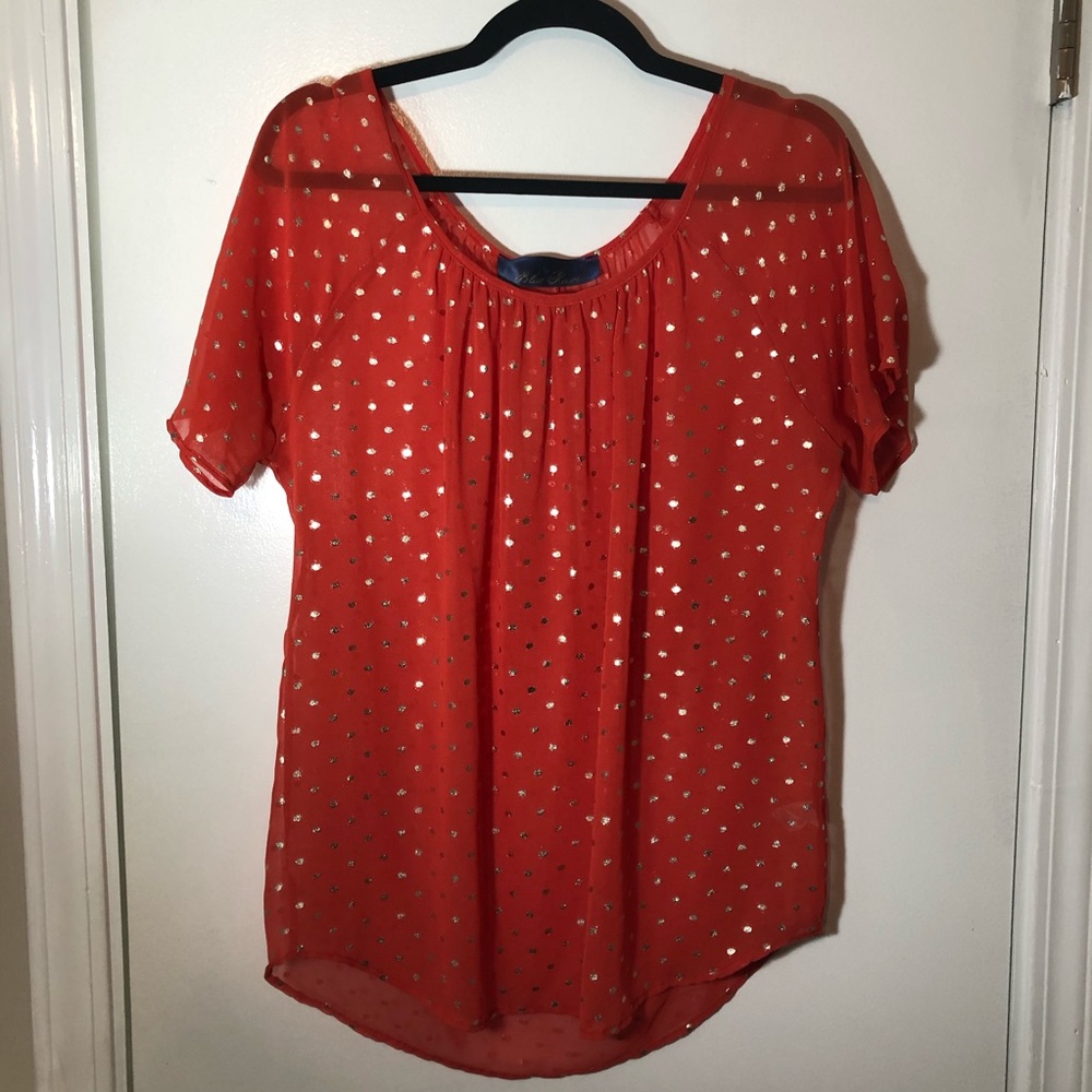 Blue Rain | Short Sleeve Red w/ Silver Sparkle, M